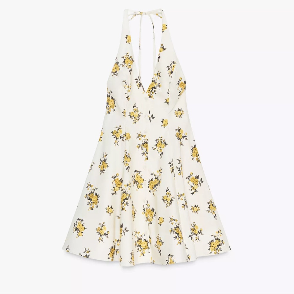 Zara Floral Halter Mini Dress in small